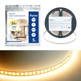Светодиодная лента [Cut / 1 LED] 24v-11.0w-120led-8mm 3000K (SMD2835 IP20 5m/8.3mm), Feron LS506