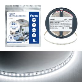 Светодиодная лента [Cut / 1 LED] 24v-11.0w-120led-8mm 4000K (SMD2835 IP20 5m/8.3mm), Feron LS506