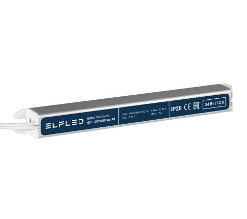 Блок питания 12v 24w Super Slim (2.0A, IP33, алюминий), ELF-12024BElong-J фото 1