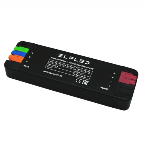 Блок питания 24v 48w Nano (2.0A, IP20, алюминий), ELFLED 24048BEnano-SS фото 1