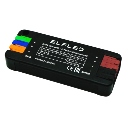 Блок питания 24v 24w Nano (1.0A, IP20, алюминий), ELFLED 24024BEnano-SS фото 1