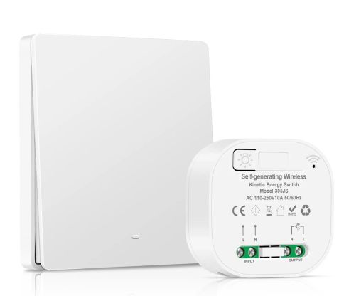 Выключатель дистанционный SMART-305JS (230V, 10A, Kinetic пульт, 1 зона, 433MHz), WHITE фото 1