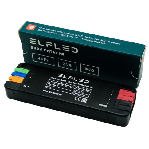 Блок питания 24v 48w Nano (2.0A, IP20, алюминий), ELFLED 24048BEnano-SS фото 2
